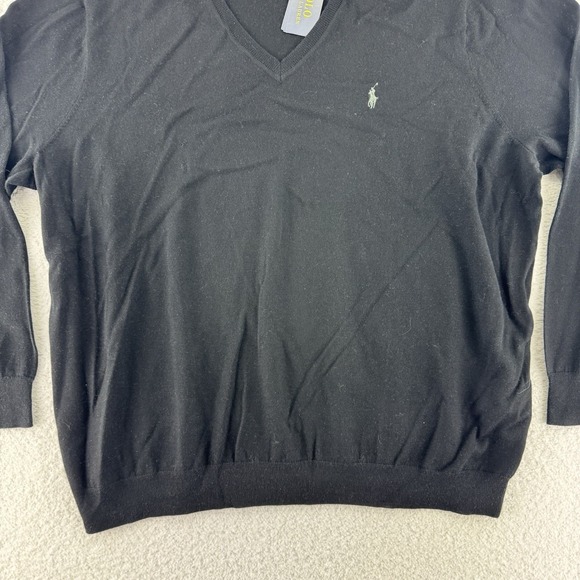 Polo Ralph Lauren Washable Merino Wool V Neck Lightweight Sweater Mens 4xB Black - Picture 4 of 10